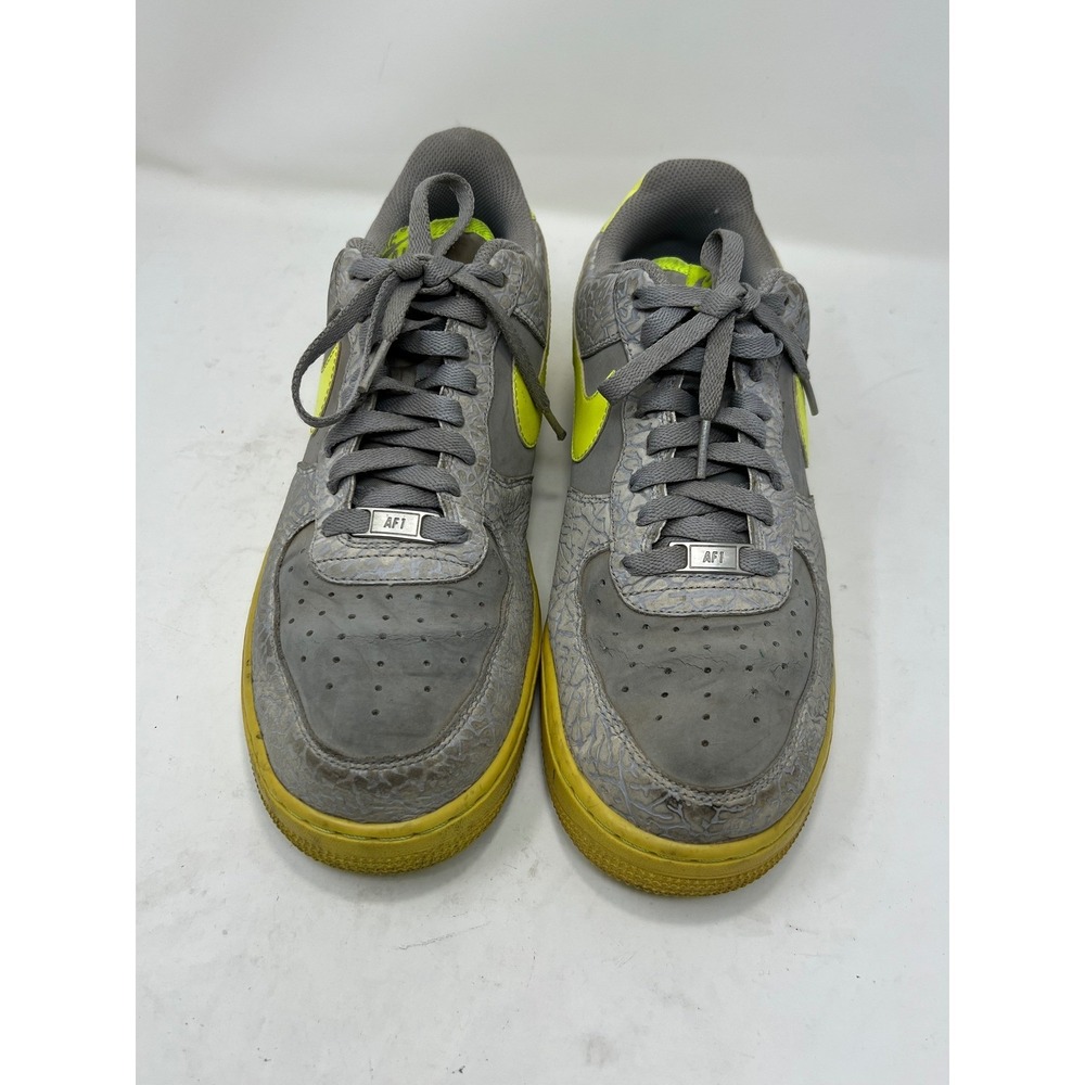 Nike Air Force 1 Low Elephant Print Grey Neon Yellow 488298-041 Mens 10.5